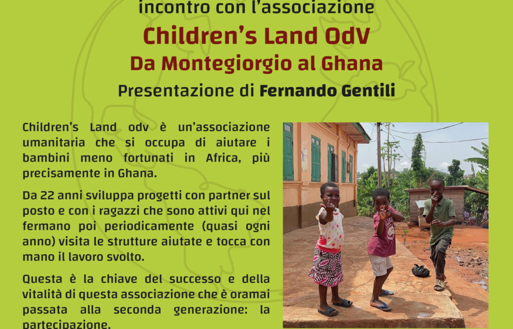 Children’s Land Odv, da Montegiorgio al Ghana: sabato 5 Aprile  a Fermo