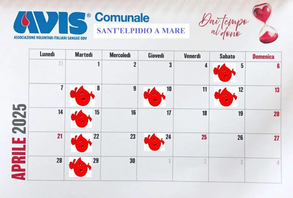 Avis: nuovi giorni di apertura per il centro di raccolta sangue di Sant’Elpidio a Mare