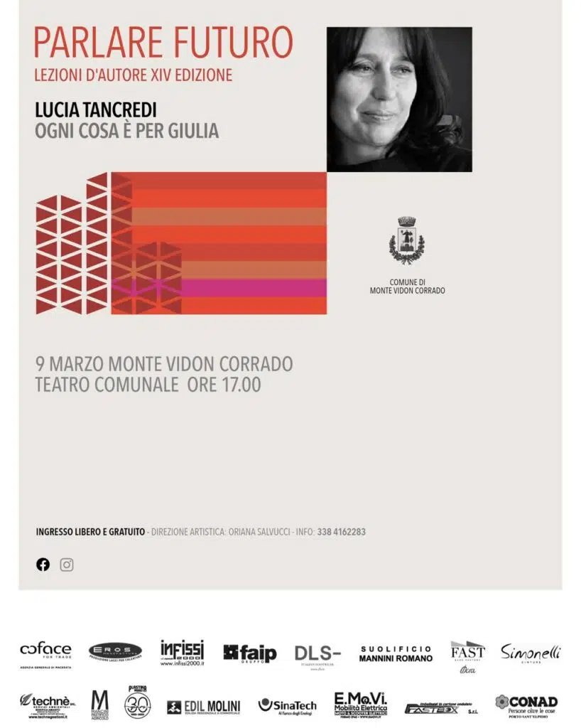 Appuntamento con “Parlare Futuro”, ospite la scrittrice Lucia Tancredi