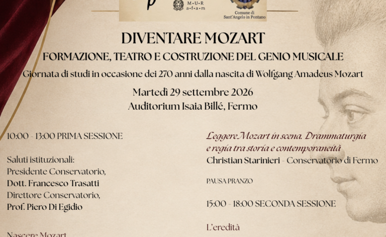 Fermo celebra i 270 anni di Mozart: due giorni tra ricerca, formazione e teatro musicale